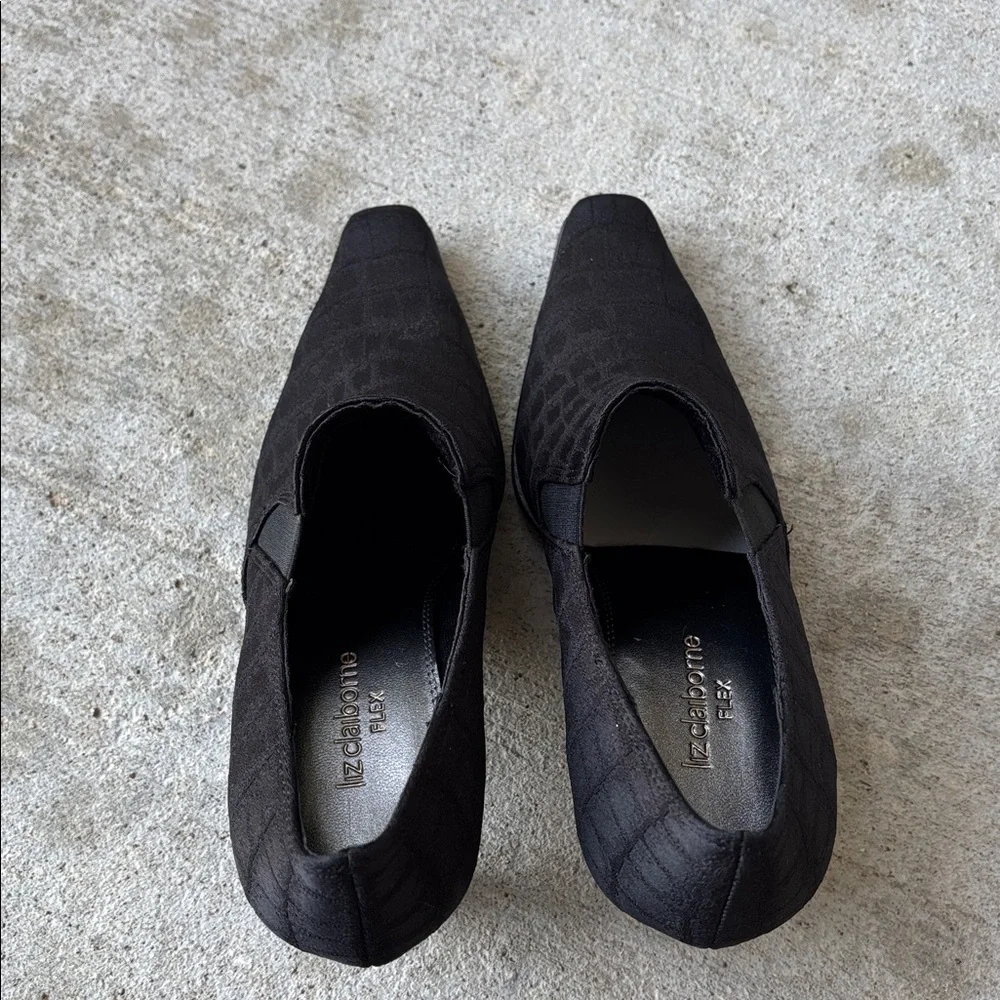 Liz Claiborne Black Patterned Booties